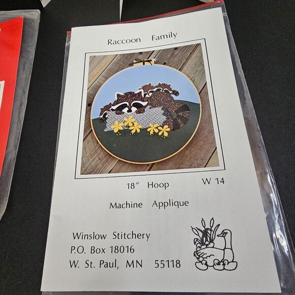 Vtg Applique Patterns, Dog Raccoons, 1970s Fabric Patterns Complete Set of 2 - Picture 3 of 6